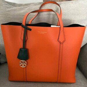 Tory Burch Perry Triple Compartment Tote Canyon Orange Authentic